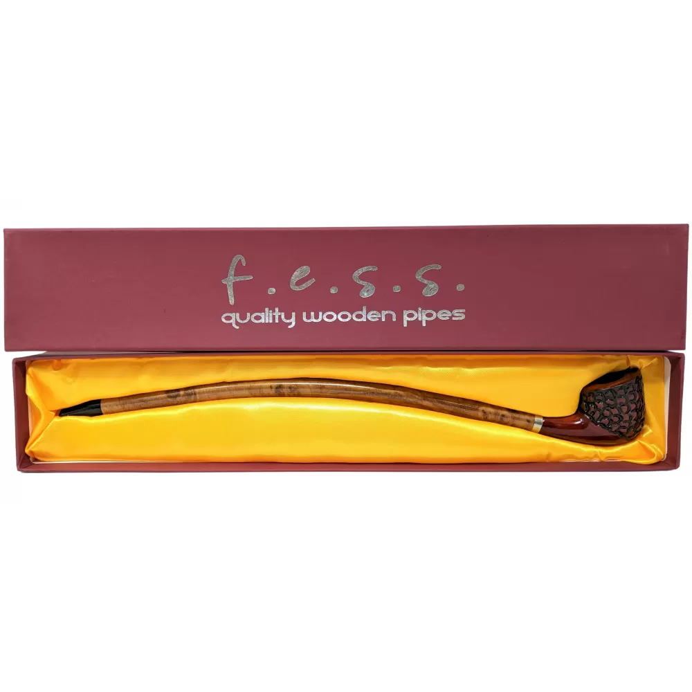 15" SHERLOCK CHERRY CARVED CHURCHWARDEN HAND PIPE