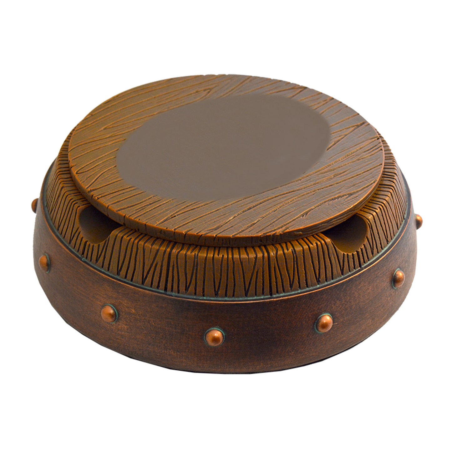 Lotus Poly Resin Ashtray Wood Barrel Design