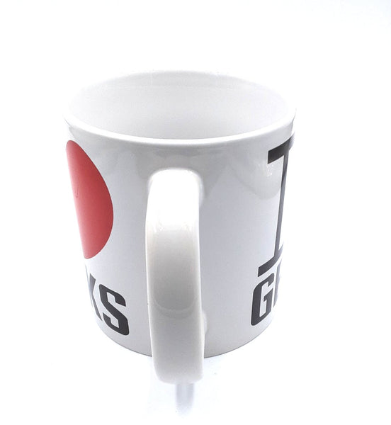 Giant cup of I Love Geeks coffee mug 22oz