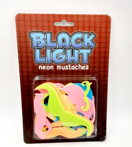 Blacklight Reactive Neon Moustache Pieces - 24 Piece Set