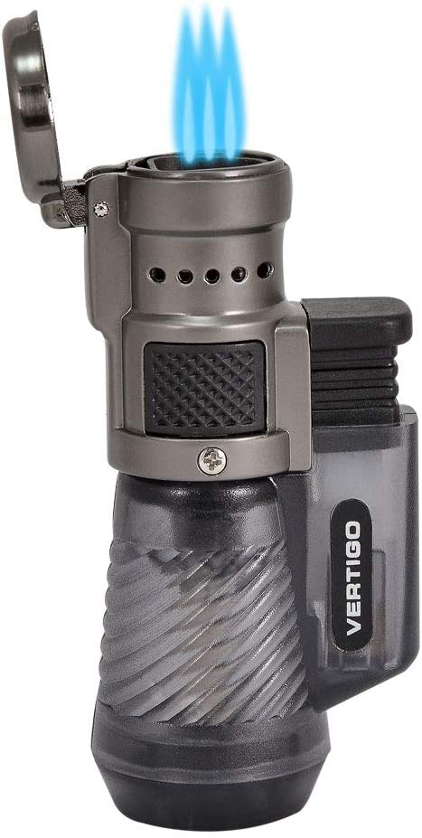 Vertigo by Lotus Cyclone Triple Torch Cigar Lighter Charcoal 3 Pack Plus Free FESS Single Torch …