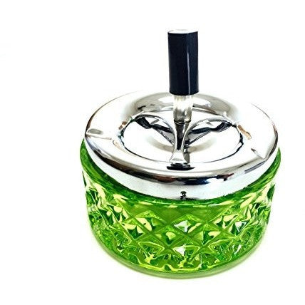 4.75" Round Push Down Glass Ashtray with Spinning Tray, , fessonline, FESSONLINE