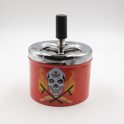 Spinning ashtray Flamming skull (red)  3"