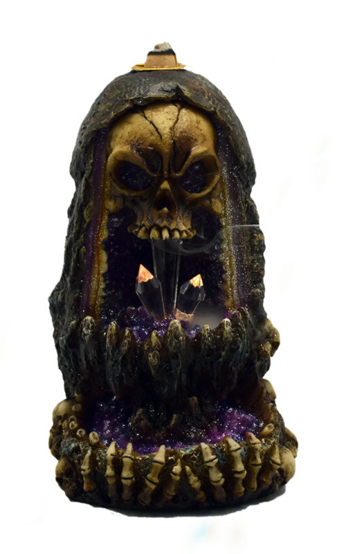 Skull Back Flow Incense Burner with LED Lights