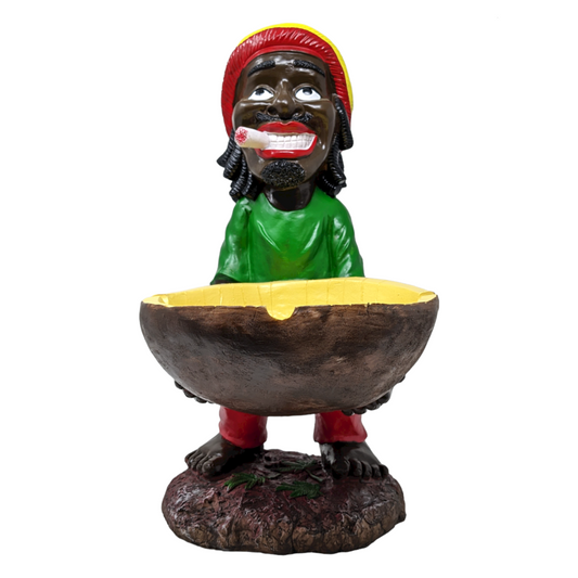 18" Large Jamaican Man Holding Bowl Ashtray L1