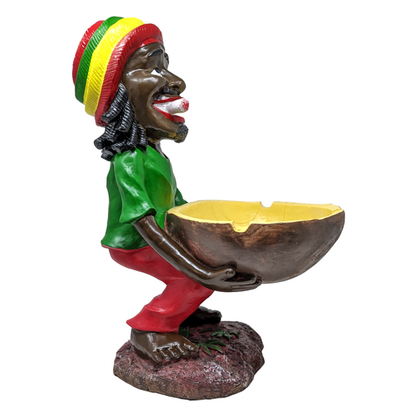 18" Large Jamaican Man Holding Bowl Ashtray L1