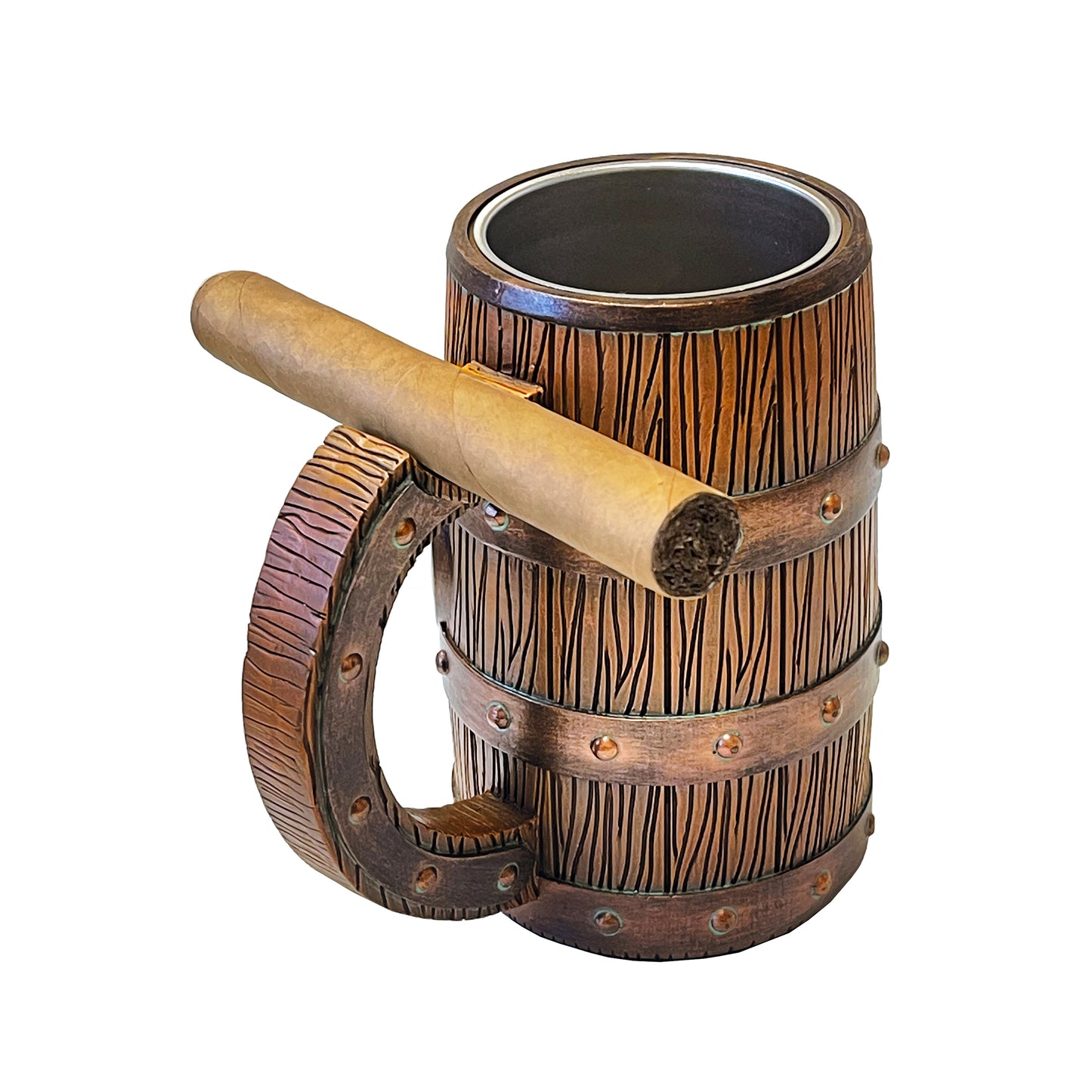 Lotus Poly Resin Mug Wood Barrel Design