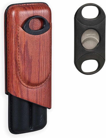 Woodgrain 62 RG Cigar Case & Cutter Gift Set