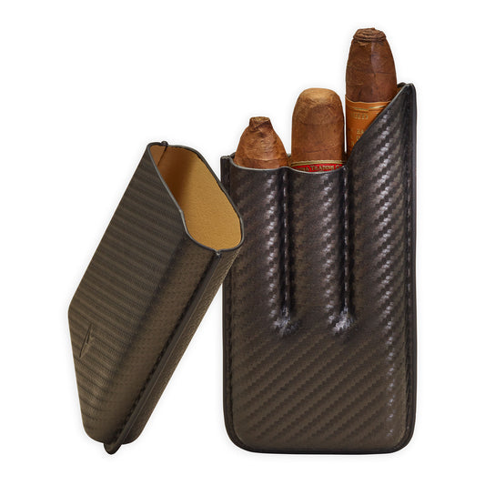 Carbon Fiber 62RG 3-Stick Cigar Case