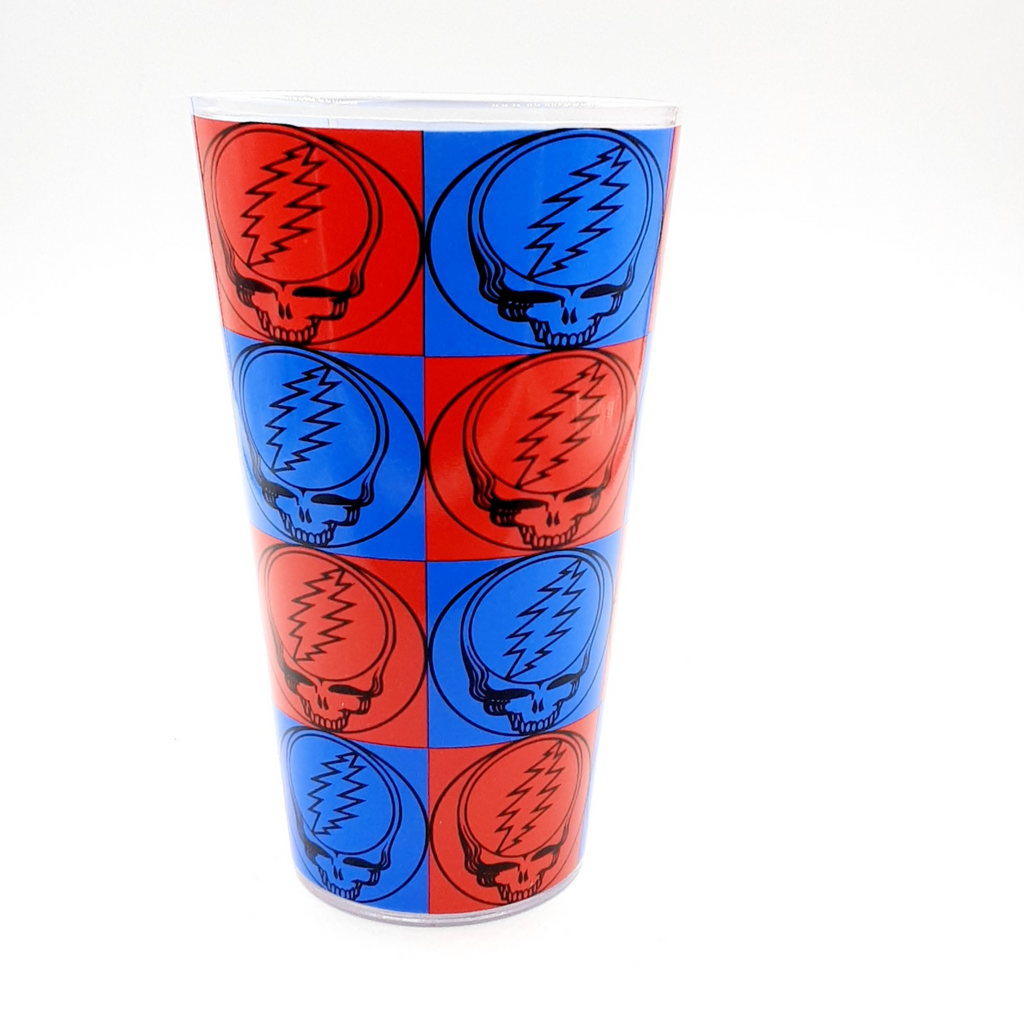 Greatful dead multi red and blue SYF pattern pint glass