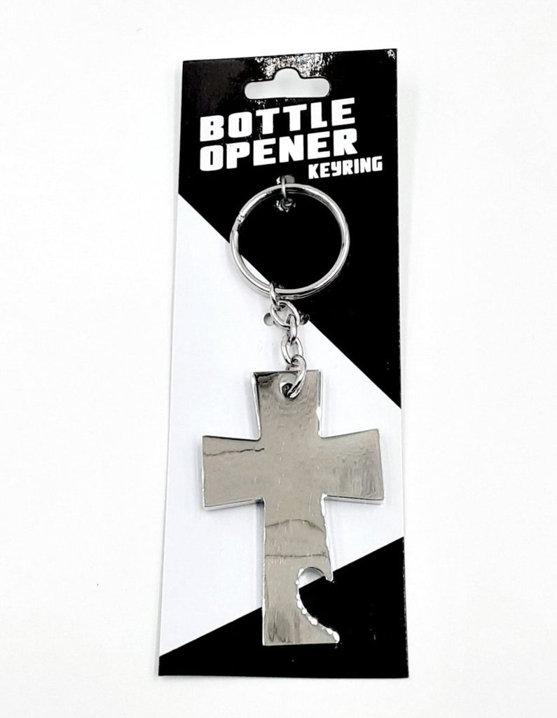 Cross bottle opener key chain