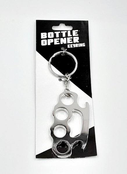Brass knuckles bottle opener key chain