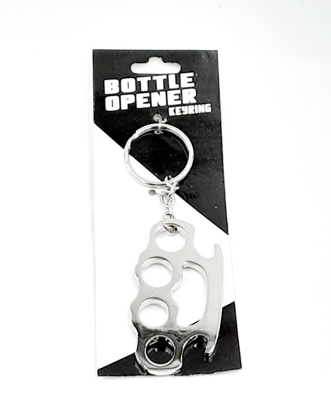 Brass knuckles bottle opener key chain
