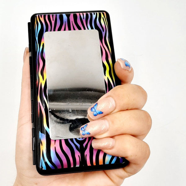 Cigarette case rainbow stripes with mirror for 120mm