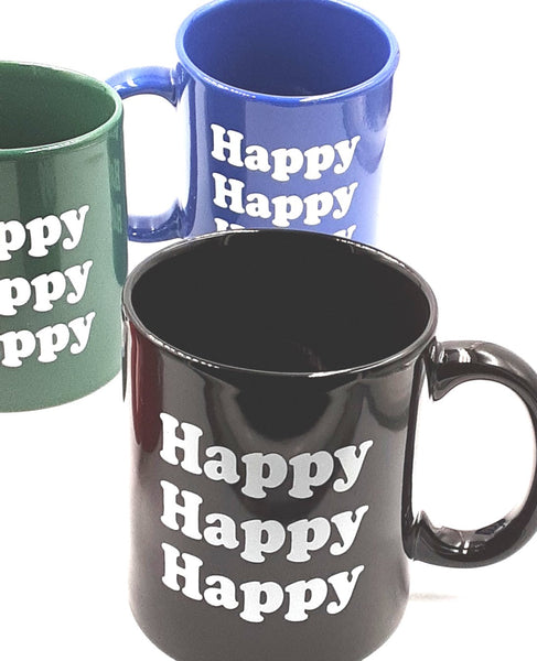 Happy happy ceramic coffee mug set of 4