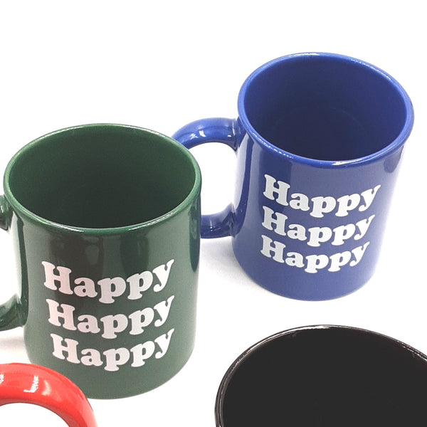 Happy happy ceramic coffee mug set of 4