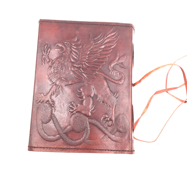 Gryphon leather Embossed jounal with leather cord #2366