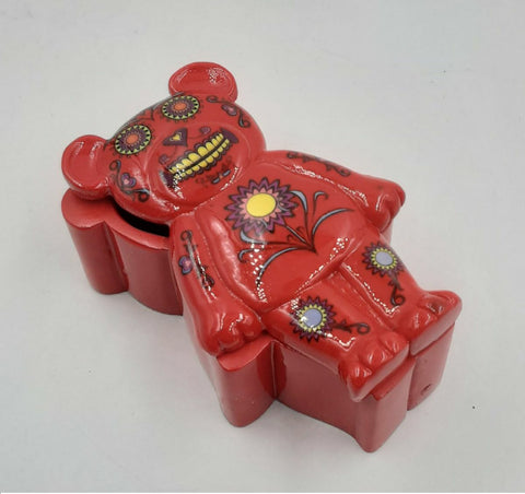 Day of The Dead Sugar Skull Red Bear Jewelry Box