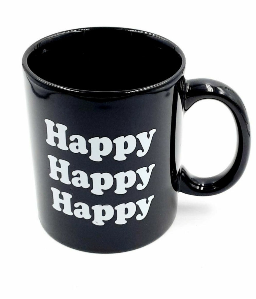 Happy ceramic coffee mug black