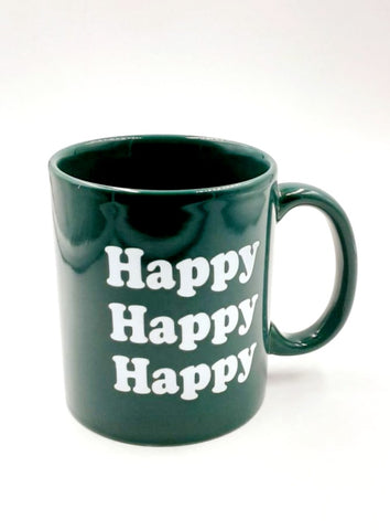 Happy happy happy mug set of 4 green
