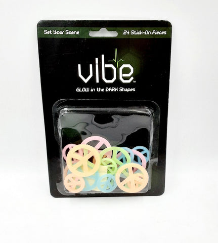 Vibe 24 Piece Glow in The Dark Peace Signs Multicolor Wall Decor