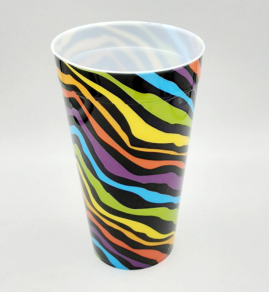 Rainbow Zebra Stripes ~16 Oz. Tumbler Beverage Cup, Break-resistant, (Set of 4) Plastic Cups