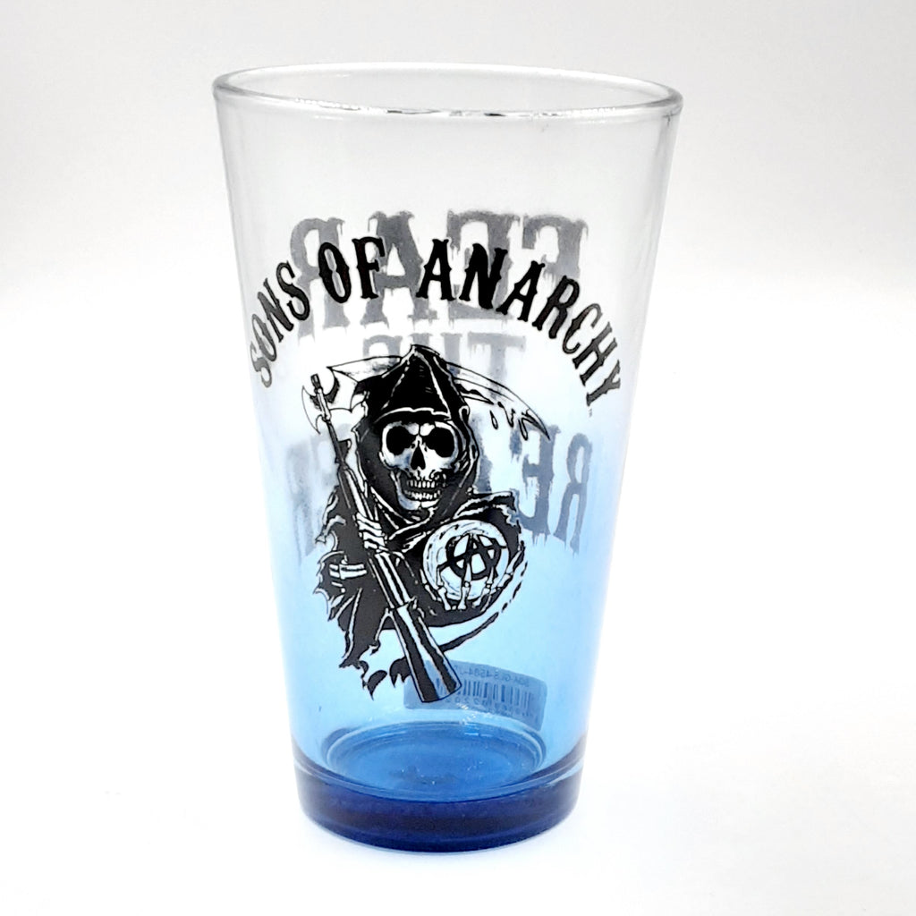 Sons of anarchy  reaper blue print pint glass 16oz