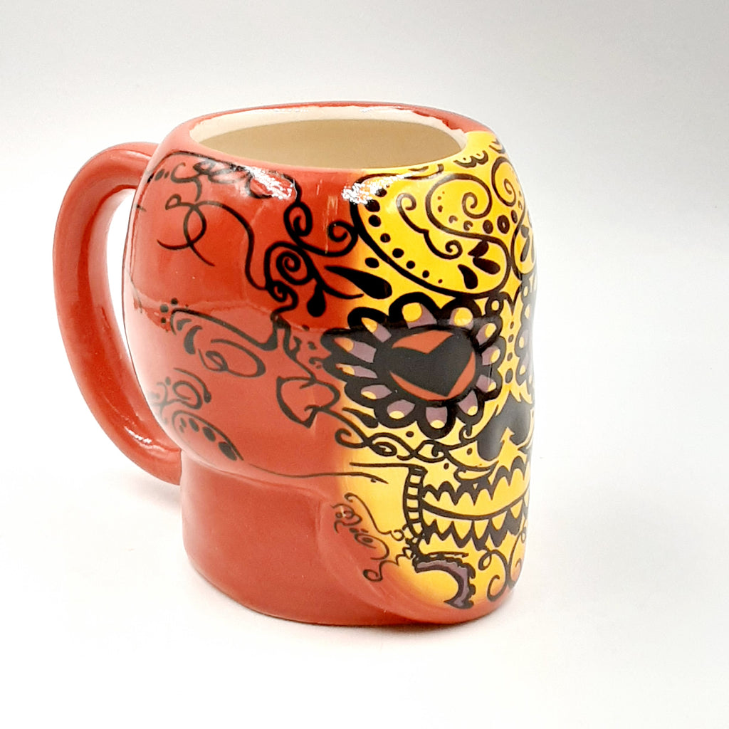 Red sugar skull coffee mug
