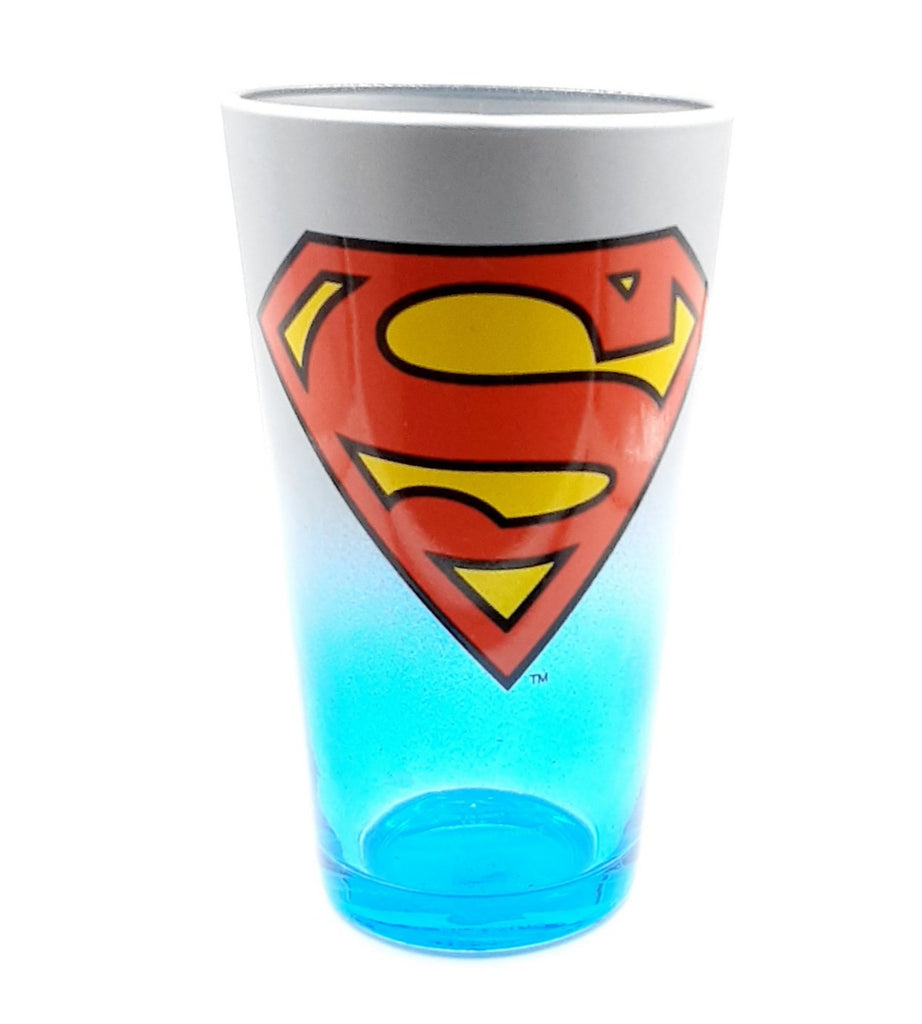 Superman logo blue pint glass 16oz