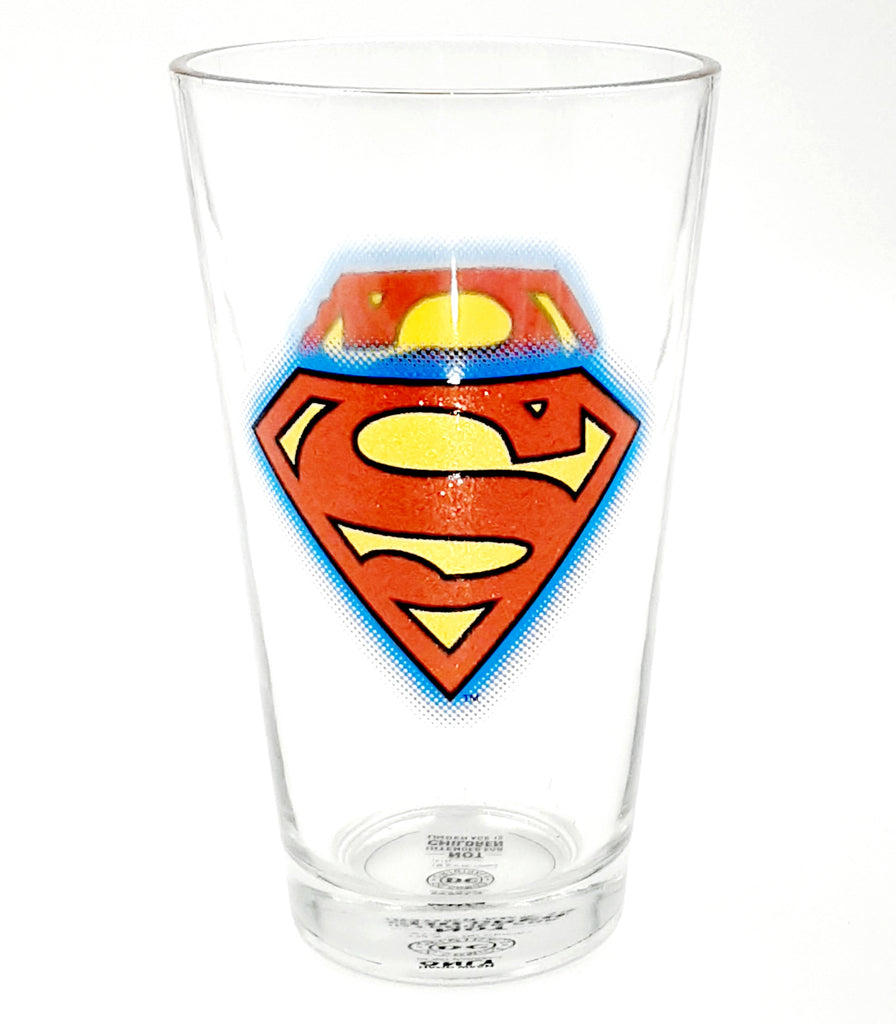 Superman glitter logo pint glass 16oz