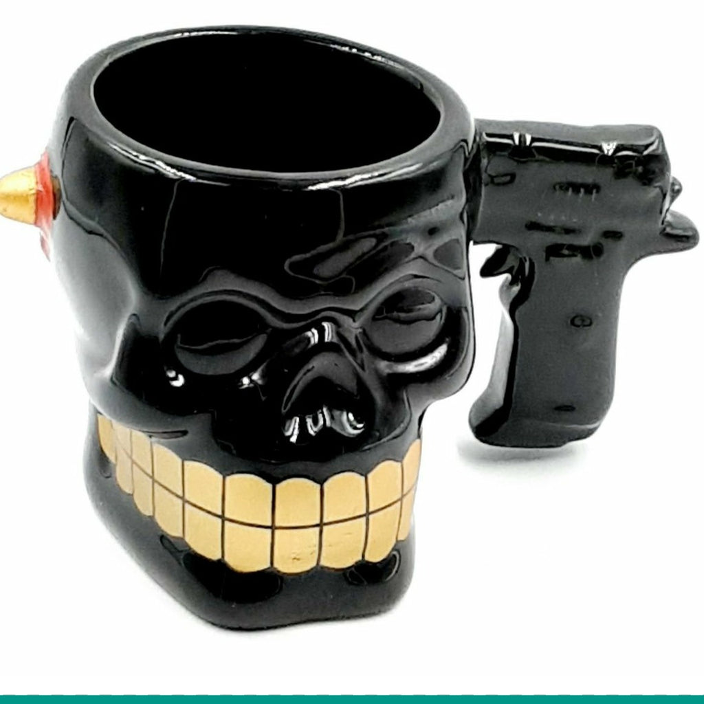 Day of the dead sugar Skull with bullet wound mug 8oz