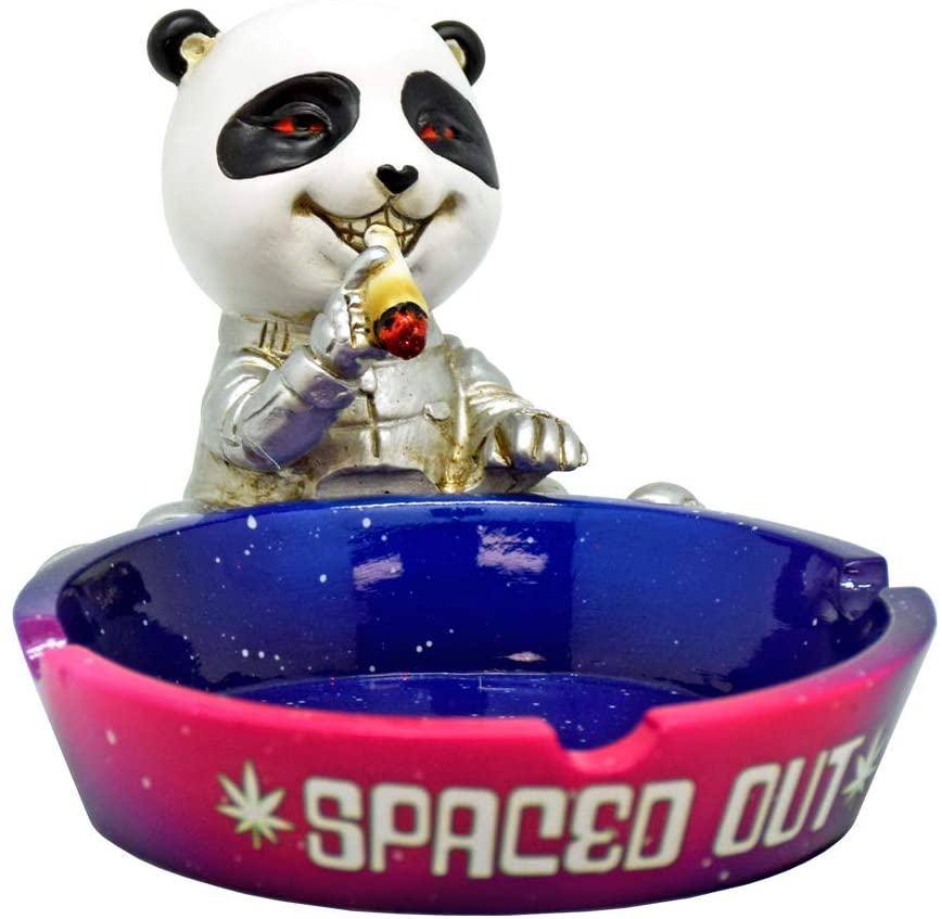 Spaced Out Panda Polyresin Ashtray - 5.6"x4"