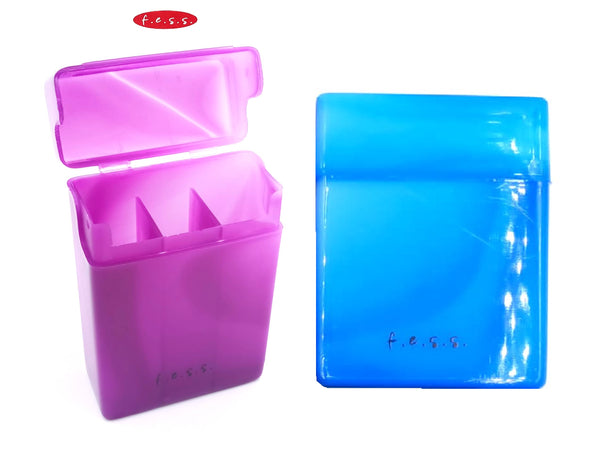 FESS Product 2 Pack Plastic Cigarette Case, For 85mm with Dividers, 18-20 Capacity, Ships Random Color (2 Pack 85mm W/Divider)