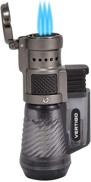 Vertigo by Lotus Cyclone Triple Torch Cigar Lighter Charcoal 3 Pack Plus Free FESS Single Torch …