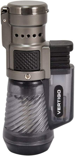 Vertigo by Lotus Cyclone Triple Torch Cigar Lighter Charcoal 2 Pack Plus Free FESS Cigar Humidor Bag