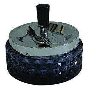 4.75" Round Push Down Glass Ashtray with Spinning Tray, , fessonline, FESSONLINE