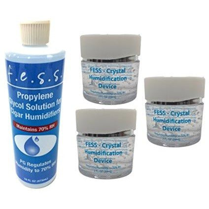 F.e.s.s Fess 16oz Propylene Glycol Humidor Solution with 3 2oz Crystal Humidification Jars, , fessonline, FESSONLINE