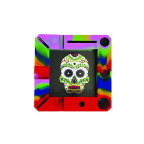 Fe.s.s. Prodcuts FESS 4.5" Premium Silicone Day of The Dead Skull Ashtray with Comparment for Various Tools, , FESSONLINE, FESSONLINE