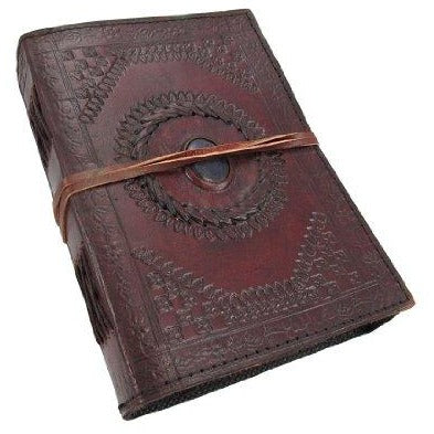 Embossed Leather Blue Stone 120 Page Unlined Journal, , fessonline, FESSONLINE