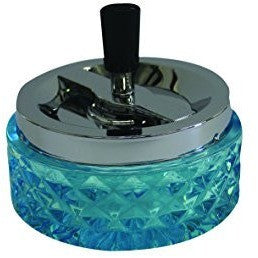 4.75" Round Push Down Glass Ashtray with Spinning Tray, , fessonline, FESSONLINE