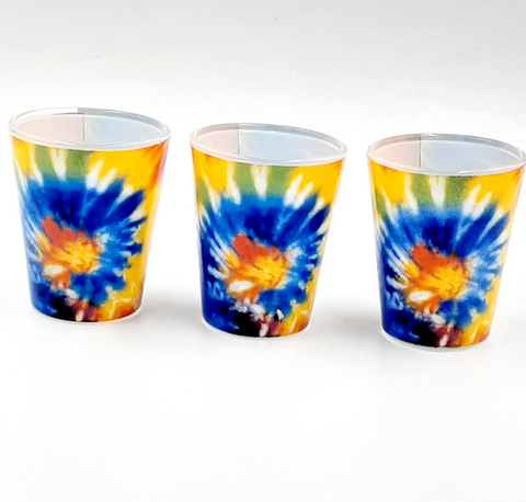 Tie dye shot glasses set of 3