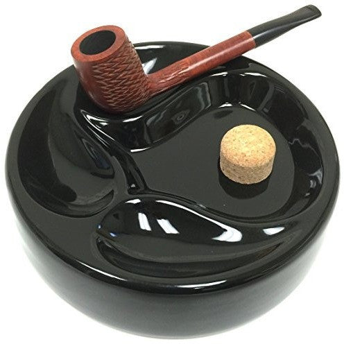 Ceramic Tobacco Pipe Ashtray with Cork Knocker and 3 Pipe Stand Large, , fessonline, FESSONLINE