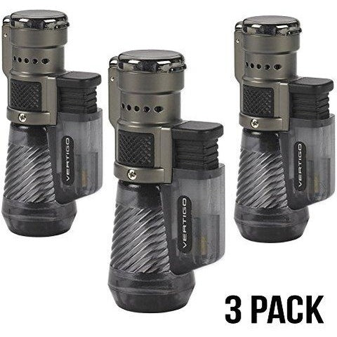 Vertigo by Lotus Cyclone Triple Torch Cigar Lighter Charcoal 3 Pack, , fessonline, FESSONLINE