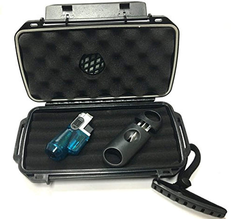 F.e.s.s Fess Trident Gift Set Travel Cigar Humidor Waterproof Holder Case With 3Torch/V-Cut Cigar Cutter Set, , FESSONLINE, FESSONLINE