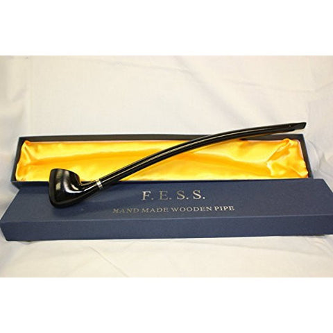 F.e.s.s. Long Churchwarden Tobacco Pipe 14" (Black Smooth), , FESSONLINE, FESSONLINE