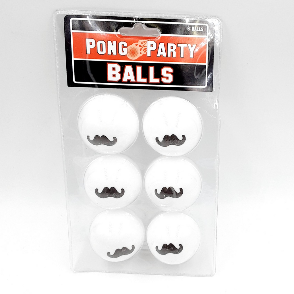 Pong party balls mustache set of 6