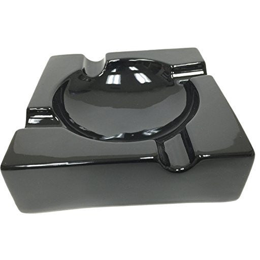 8" Black Ceramic Cigar Ashtray for Patio / Outdoor Use (4 Cigar Rest), , FESSONLINE, FESSONLINE