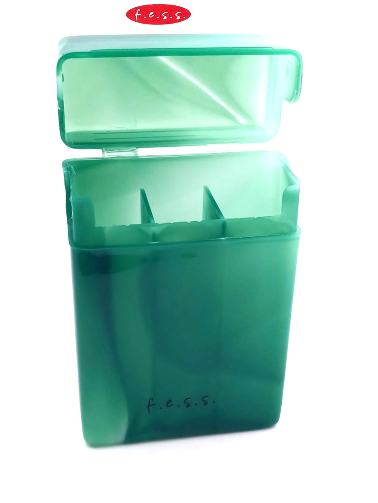 FESS Product FESS Product Dual Compartment/Divider Hard Plastic Cigarette Case, for King Size 85mm Cigarettes, 18-20 Capacity (Green)