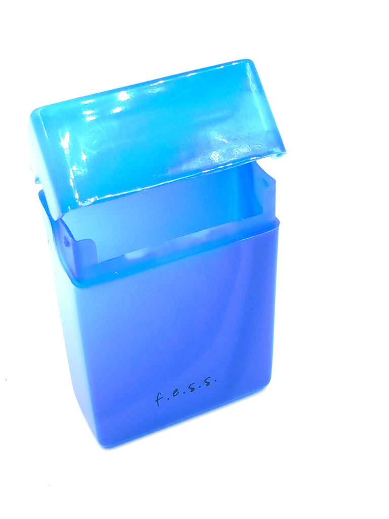 FESS Product One-Hand Operate Plastic Cigarette Case, for King Size 85mm Cigarettes, 18-20 Capacity (85mm Size (King Size), Blue)