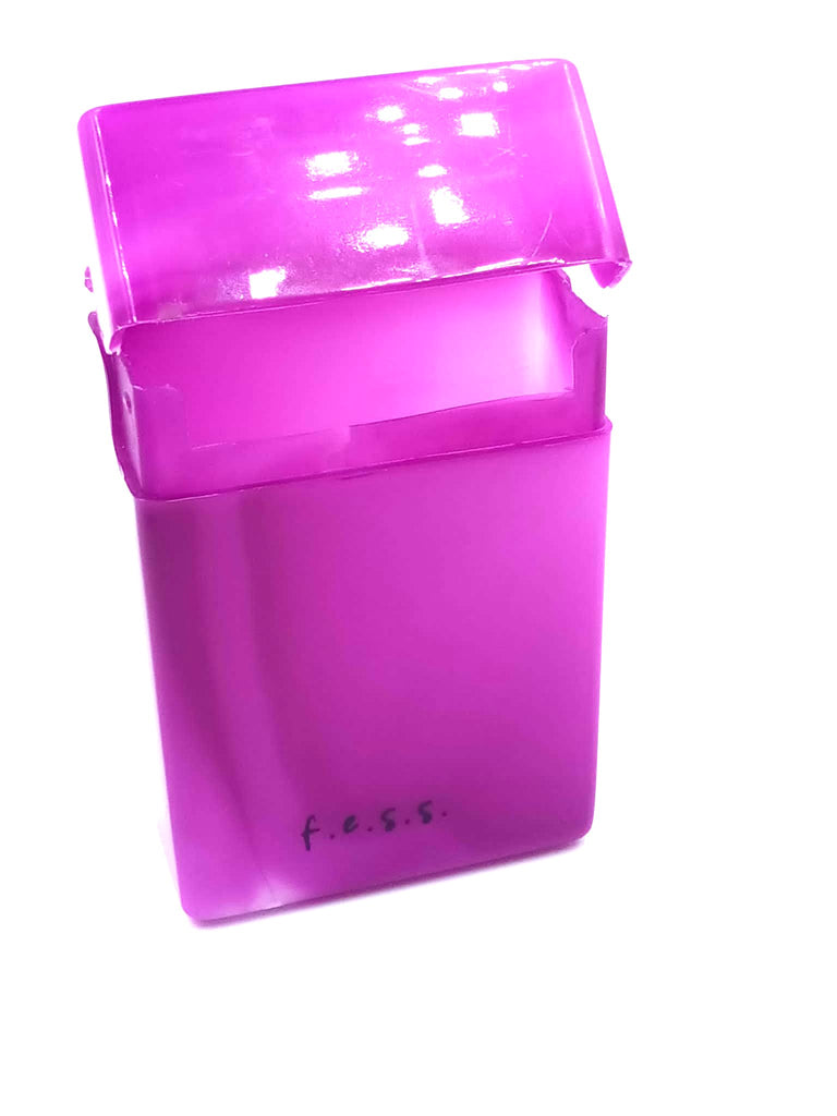 FESS Product One-Hand Operate Plastic Cigarette Case, for King Size 85mm  Cigarettes, 18-20 Capacity (85mm Size (King Size), Purple)